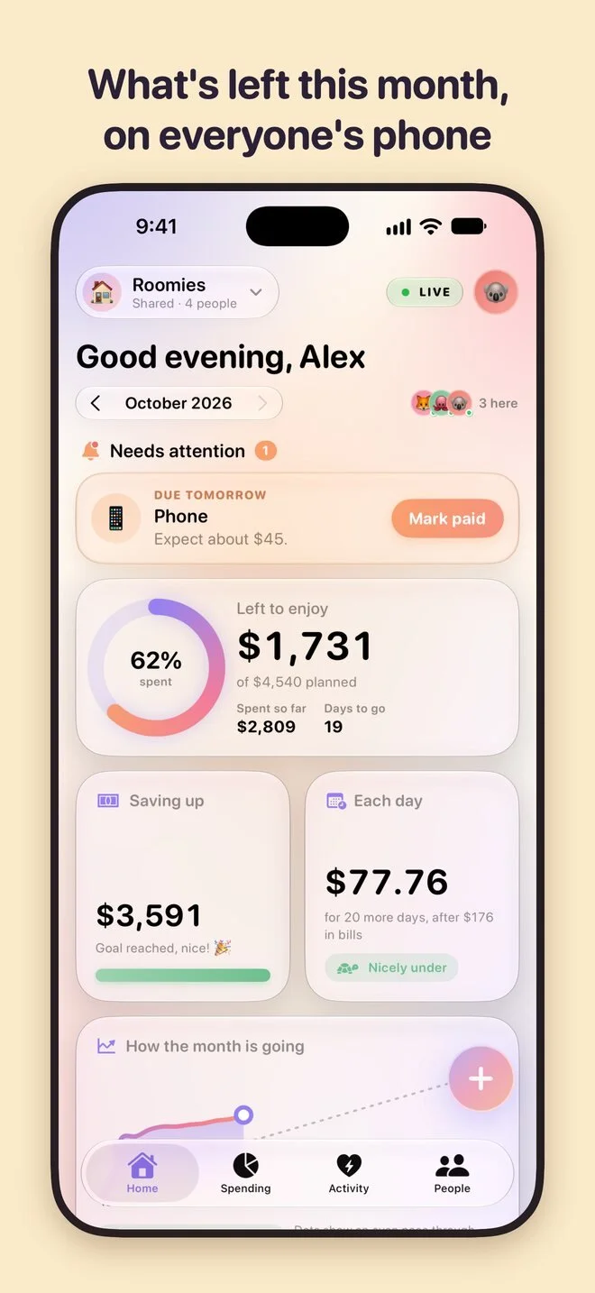 Home: what's left this month, on everyone's phone