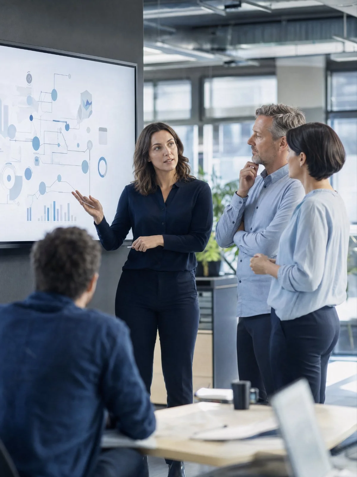 A leadership team discussing a process map