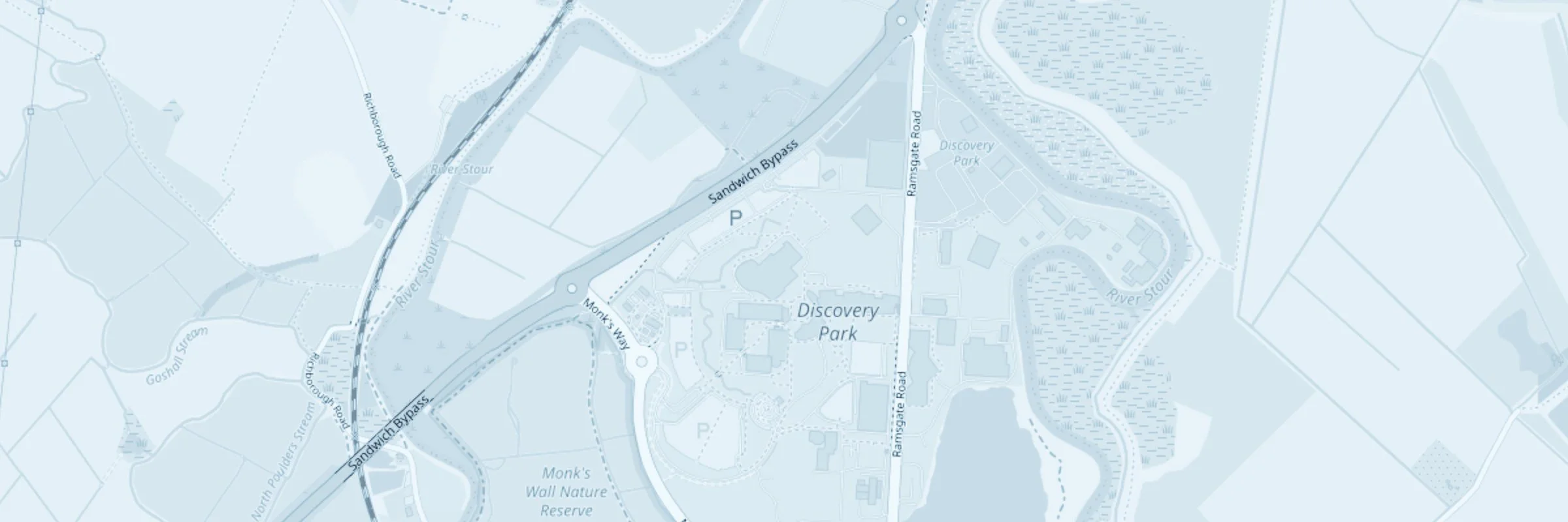 Map of Discovery Park, Sandwich, Kent, showing the Frimley Associates head office
