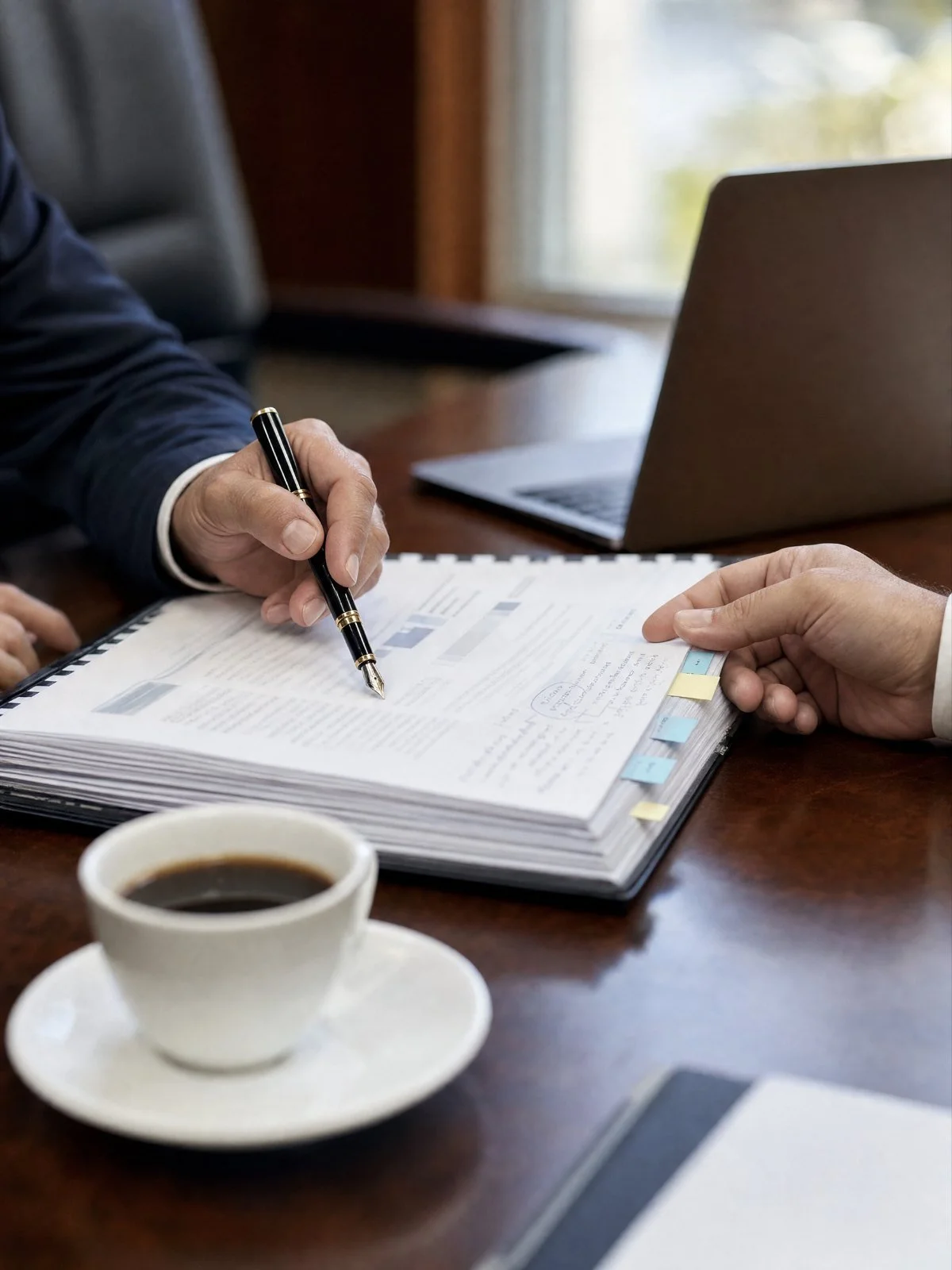 Executives reviewing a due diligence report
