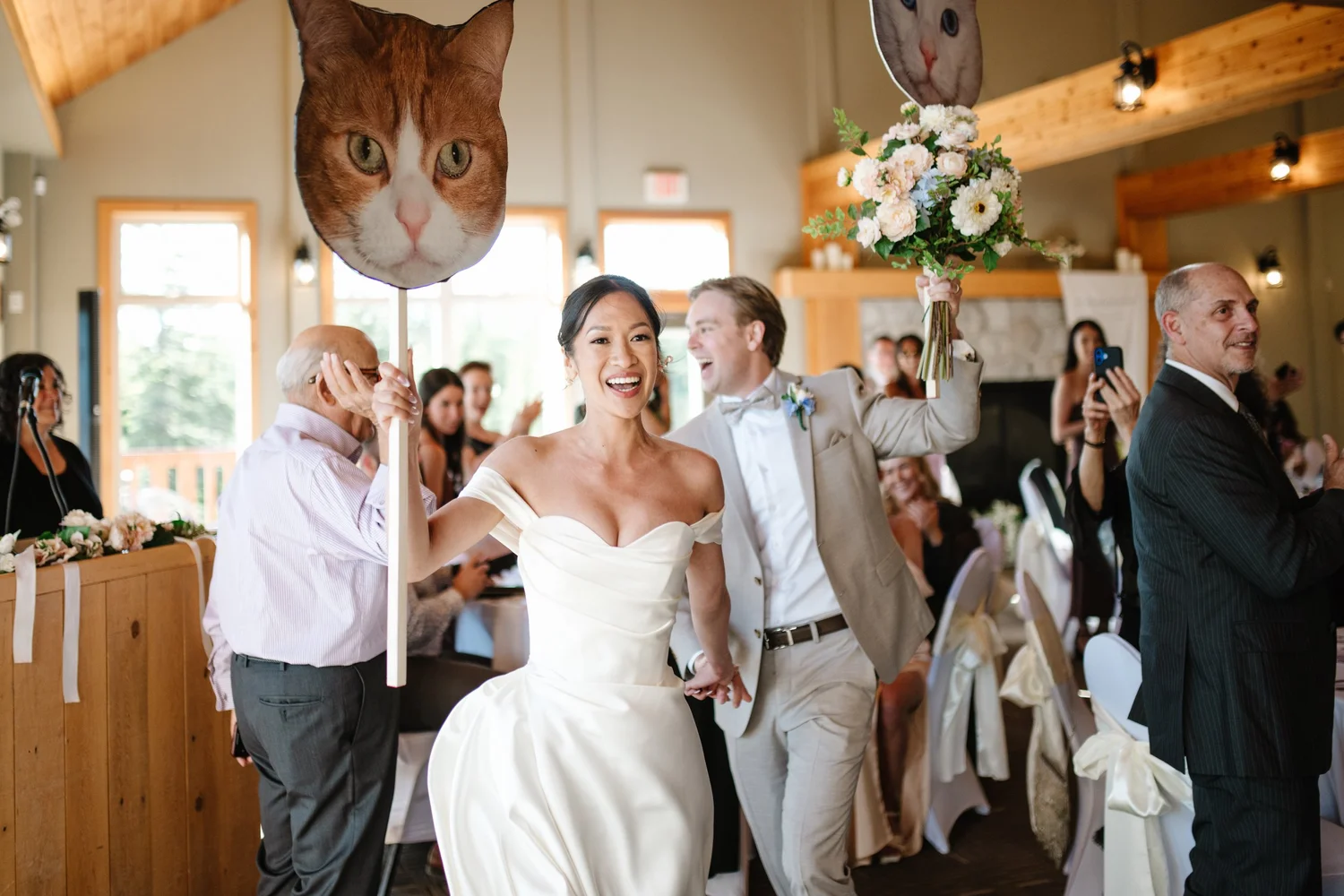 Rea and Zach entering the reception