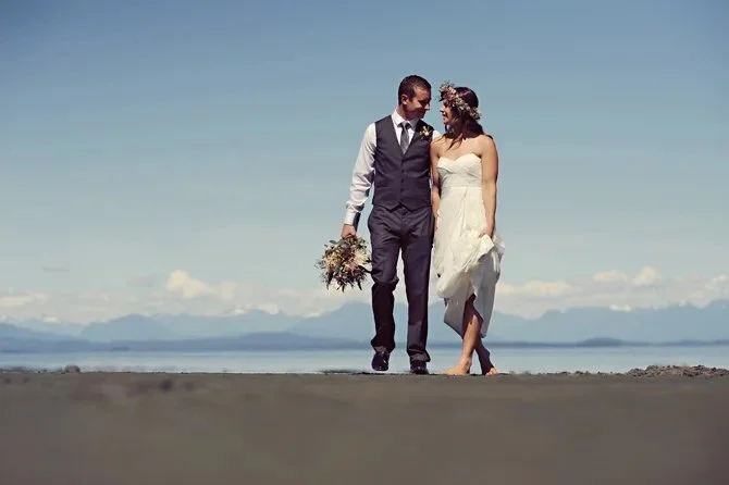 Bride and Groom on beach