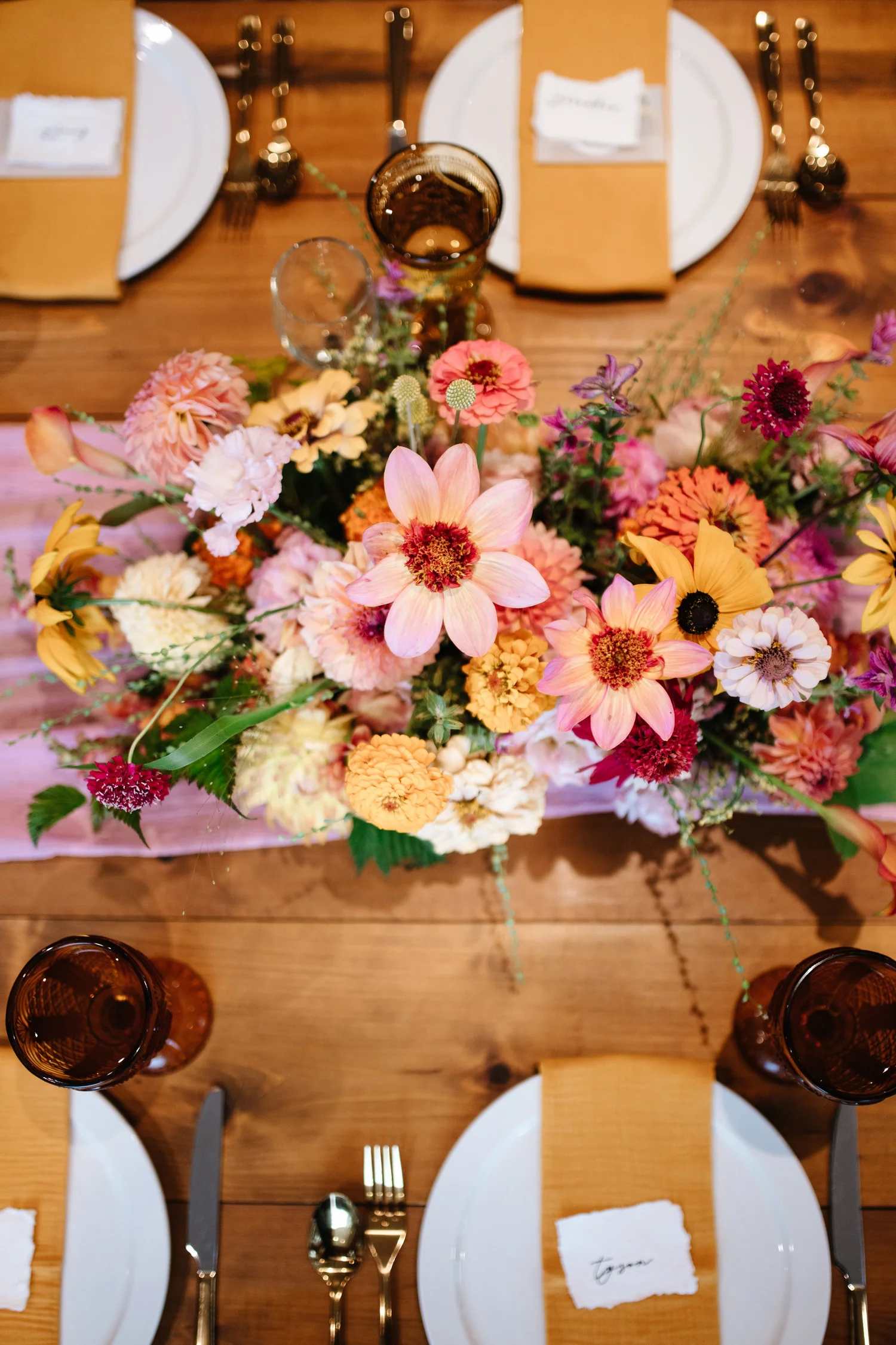 Florals and place settings from above