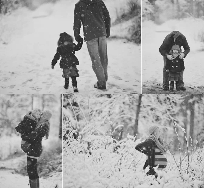 family snow maternity outdoor