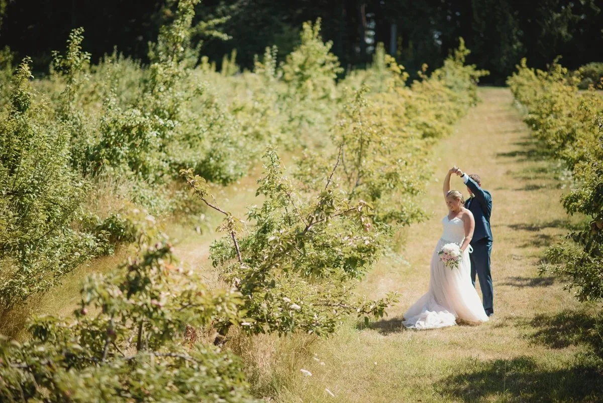 wedding party apple orchard