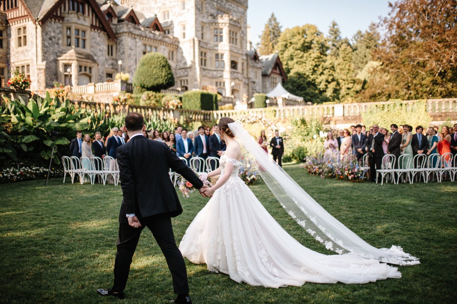 The newlyweds leaving the ceremony