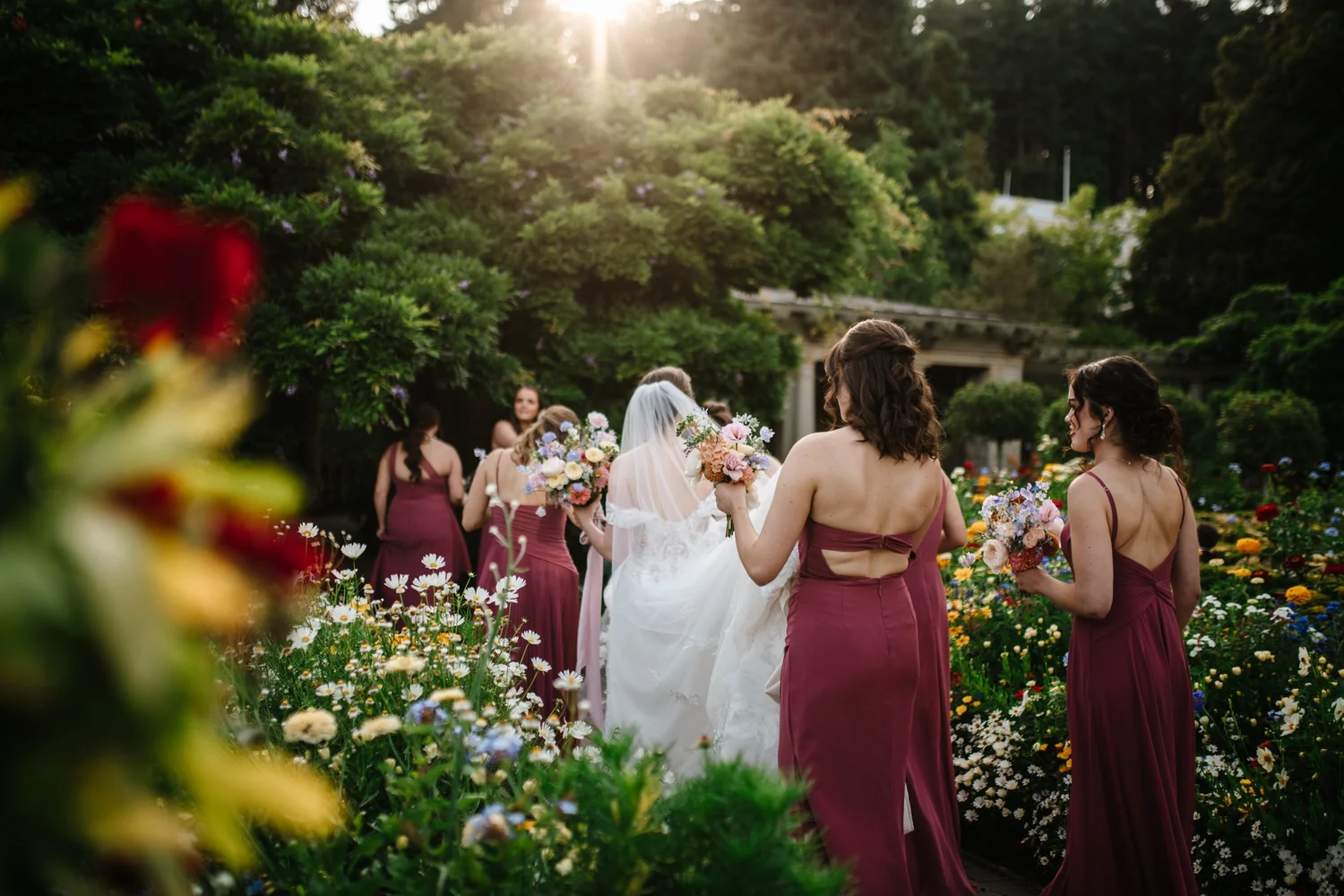 A laughing moment with the bridesmaids