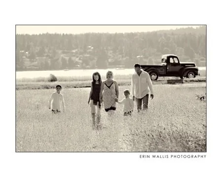 Family walking with truck family walk