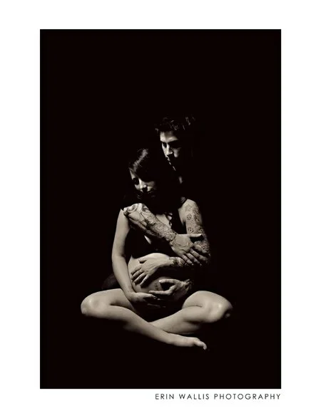 Sheena, Trevor and Love Black and White Maternity
