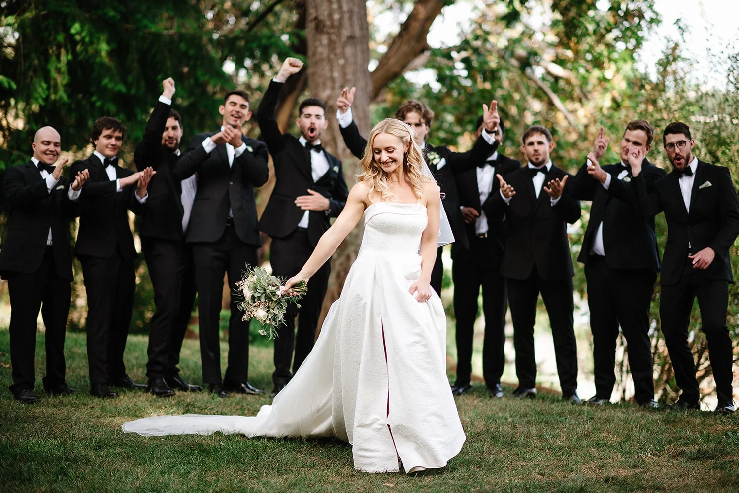 Megan with the groomsmen