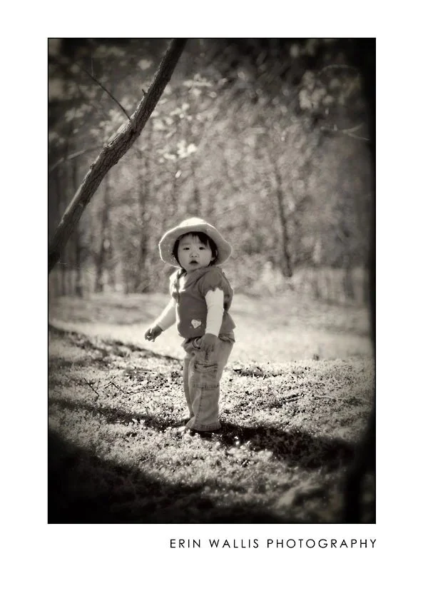 Little girl looking back