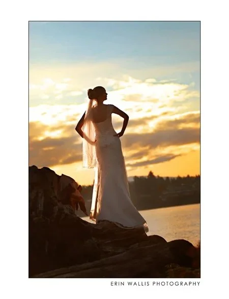 bride in the sunset