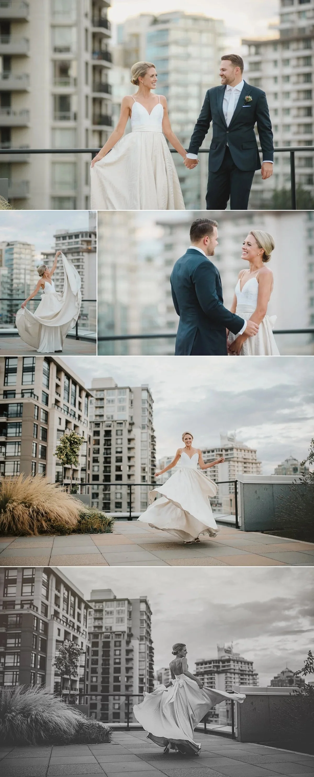 city scape, city wedding, roof top wedding, roof top wedding photos, erin wallis photography