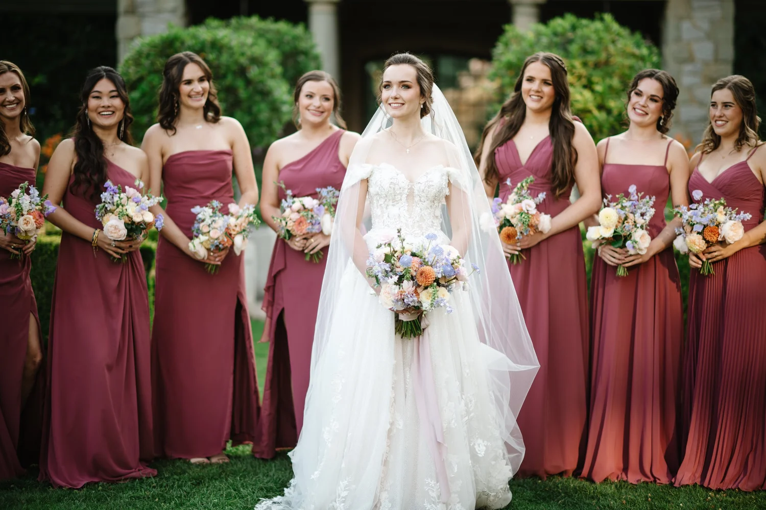 The bride with her bridesmaids