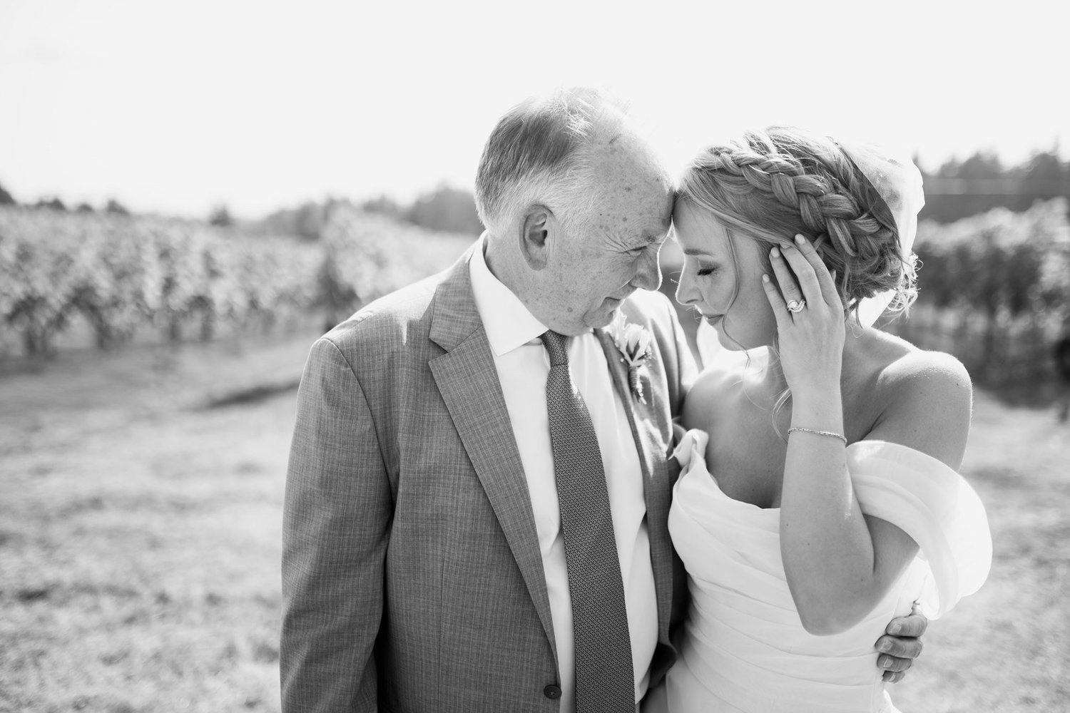 A tender moment with family, in black and white