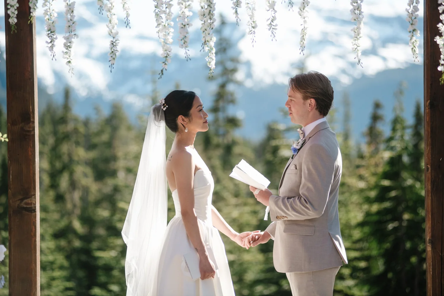 Rea and Zach during the vows