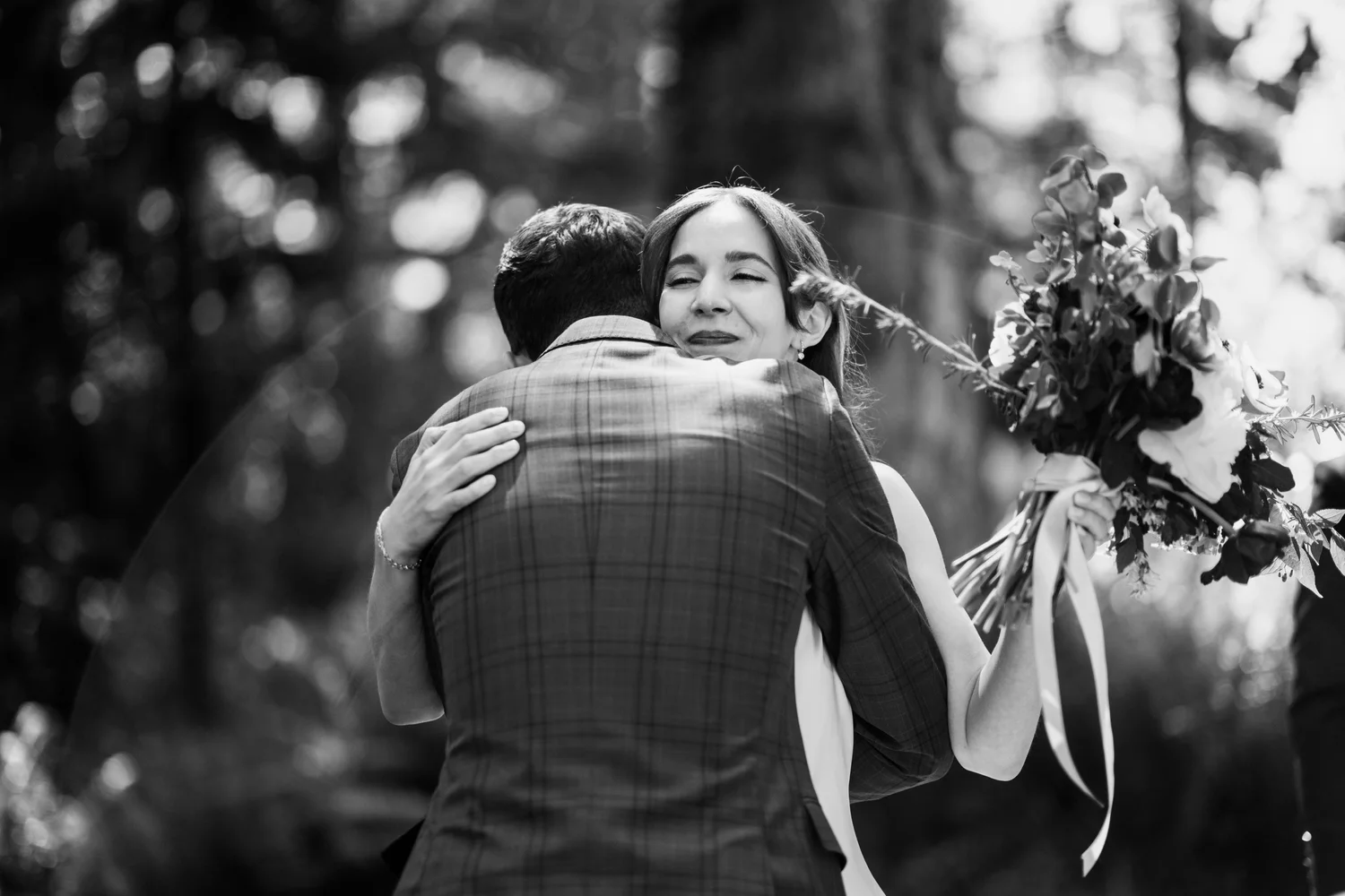 A warm hug, in black and white