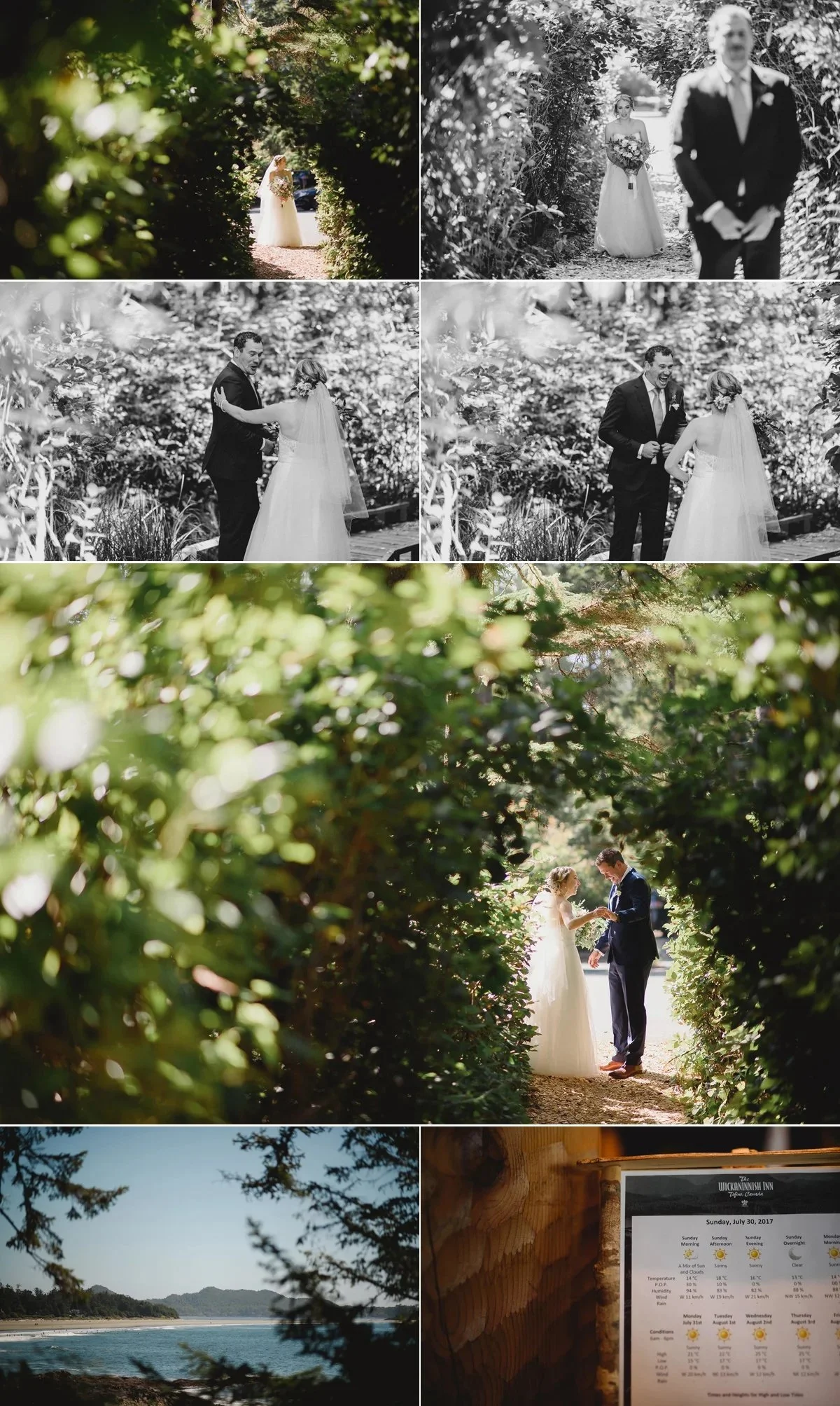 Wickaninnish Inn wedding, shell beach, elopement, tofino, first look,