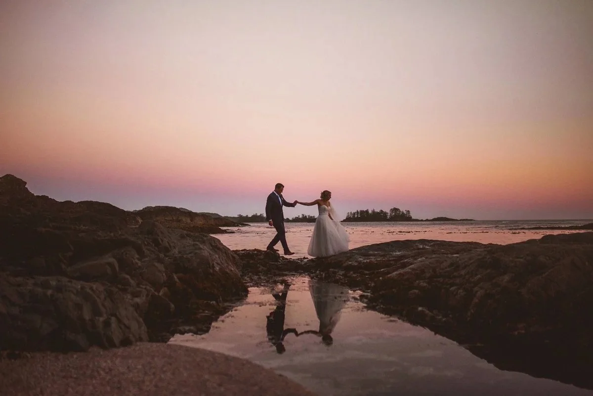 wickinninish beach wedding, shell beach, tofino wedding
