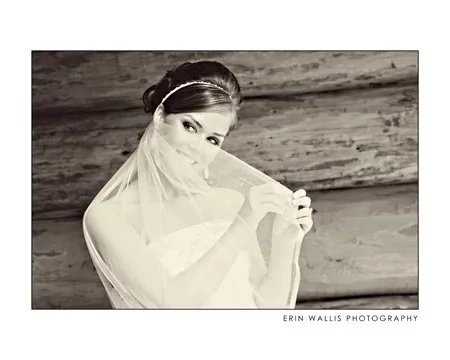 Alicia peeking over veil