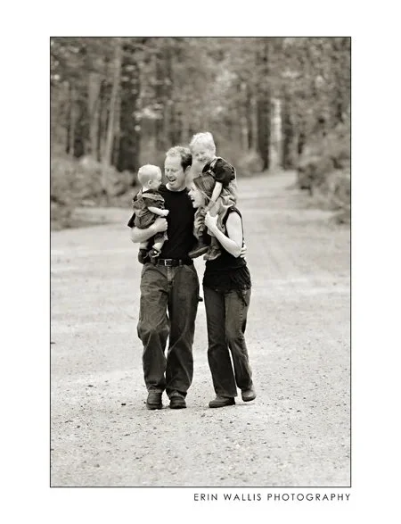 happy family family walking in the road