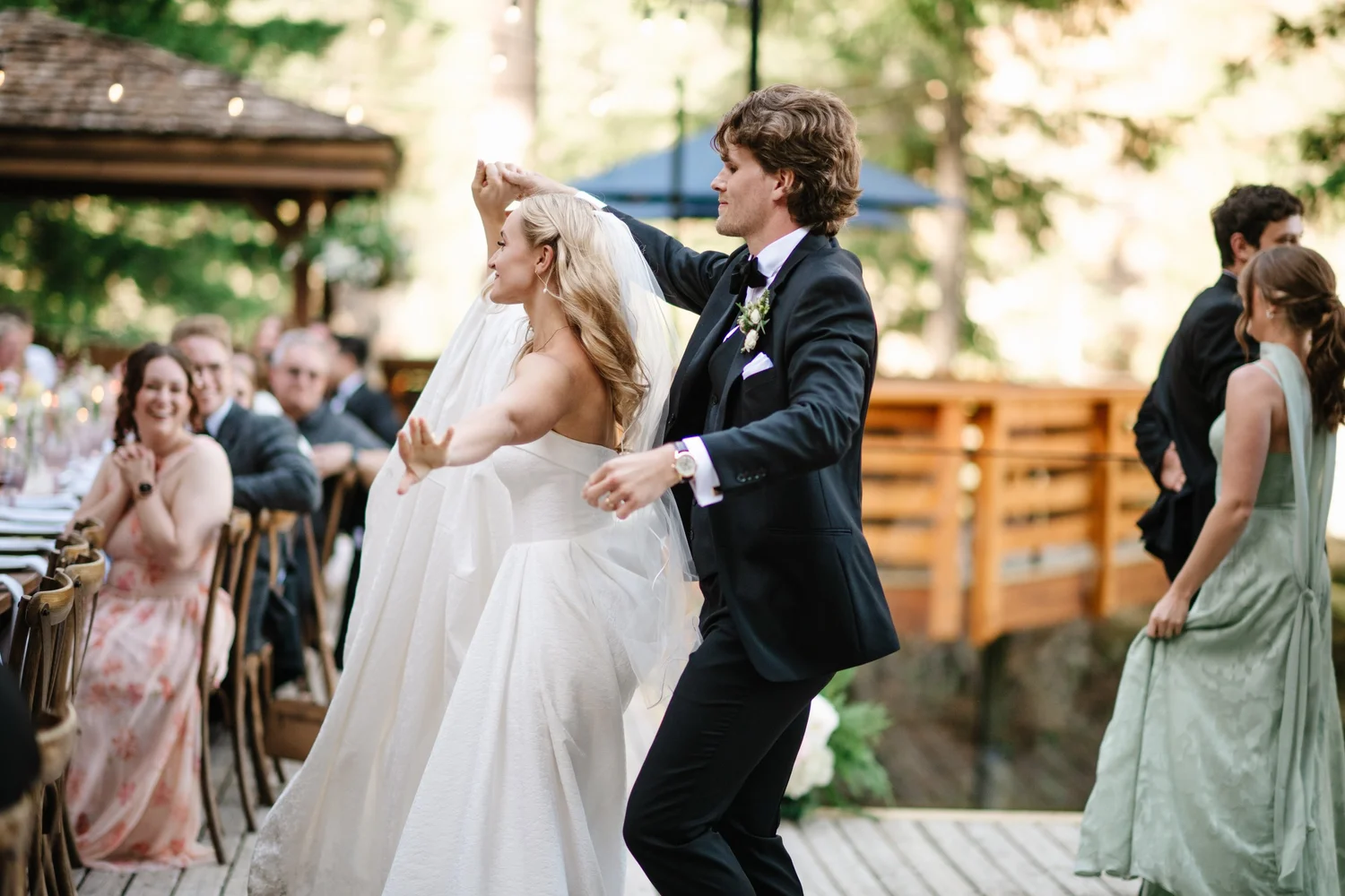 Dancing on the deck with guests