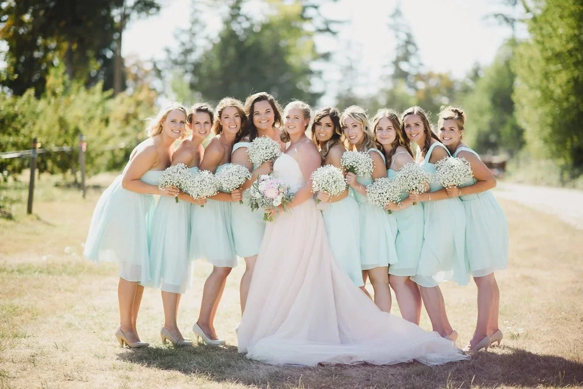 bridal party in mint