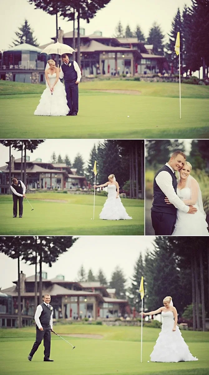 rainy golfers