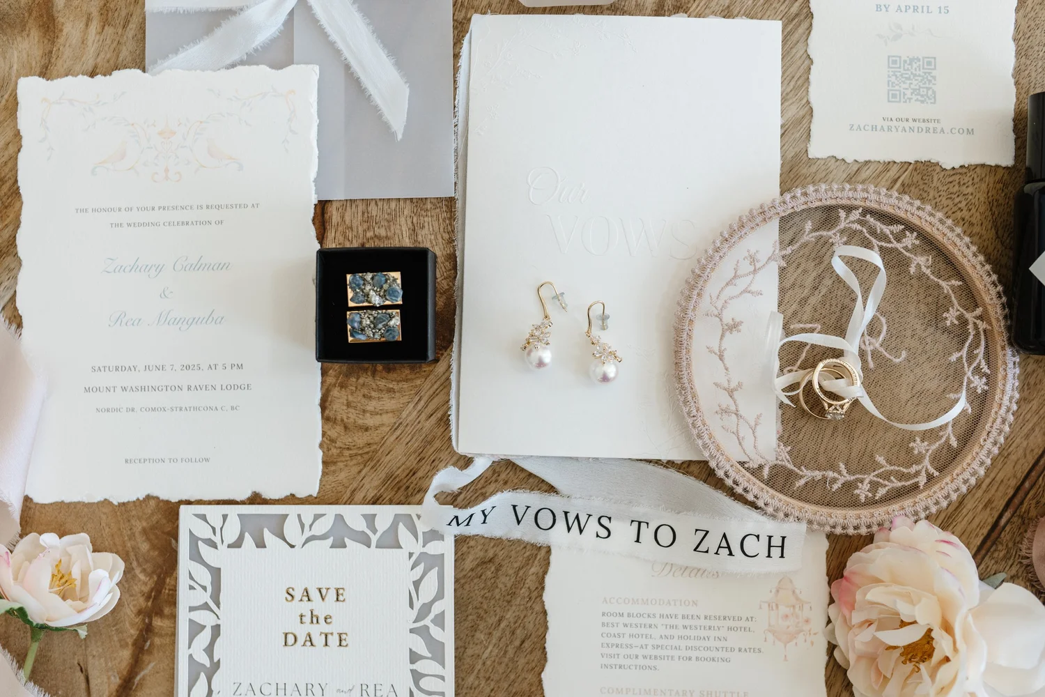 Invitation, rings and wedding details