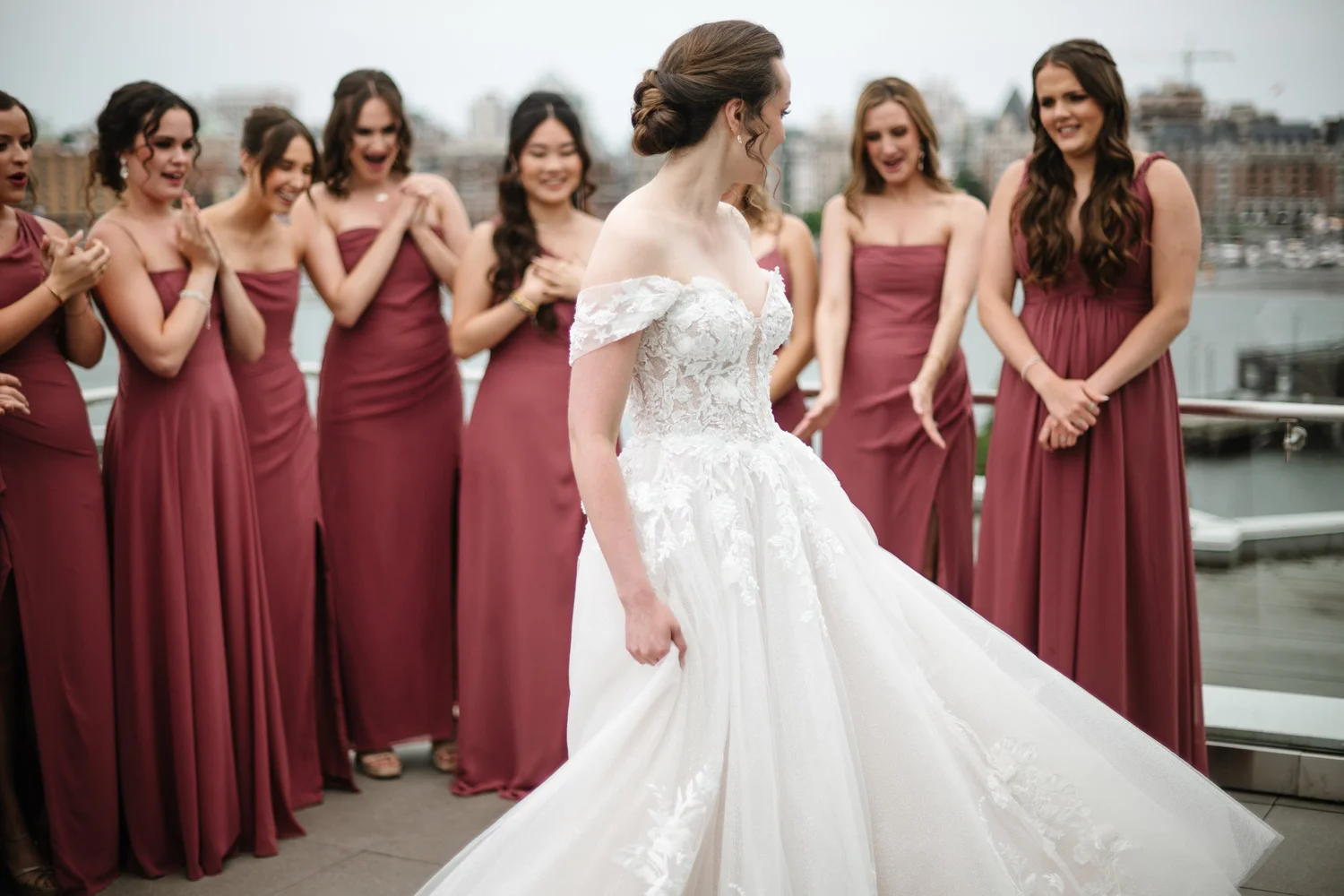 The bride with her bridesmaids
