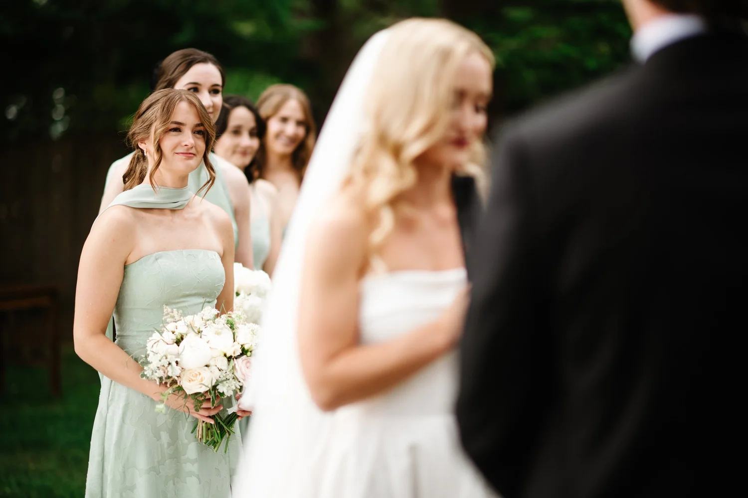 Megan smiling during the vows