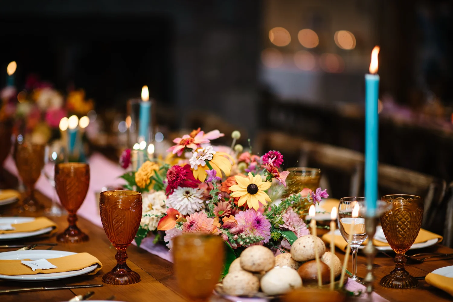 Candles and florals on the tables
