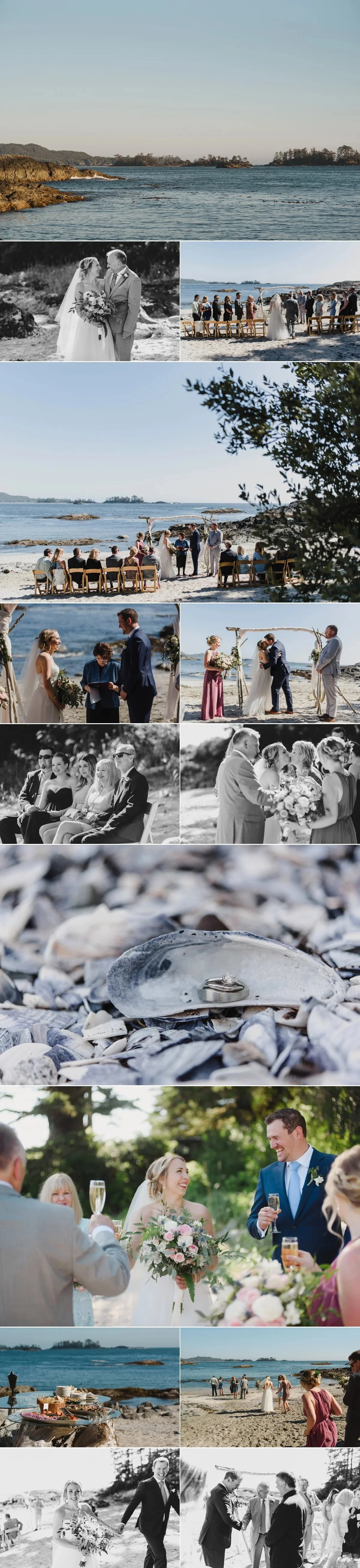 Wickaninnish Inn wedding, shell beach, elopement, tofino, intimate wedding