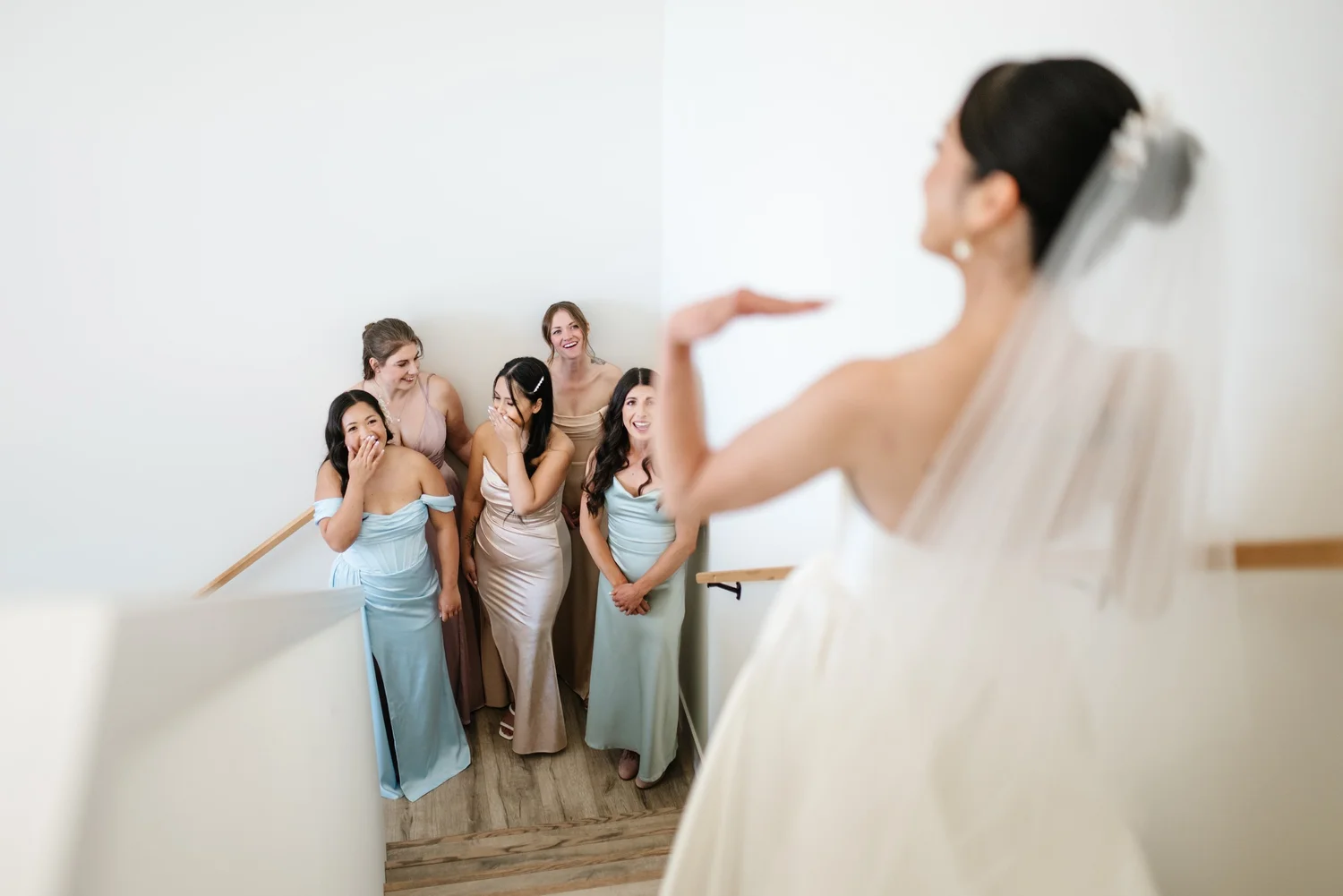 Rea getting ready with her bridesmaids