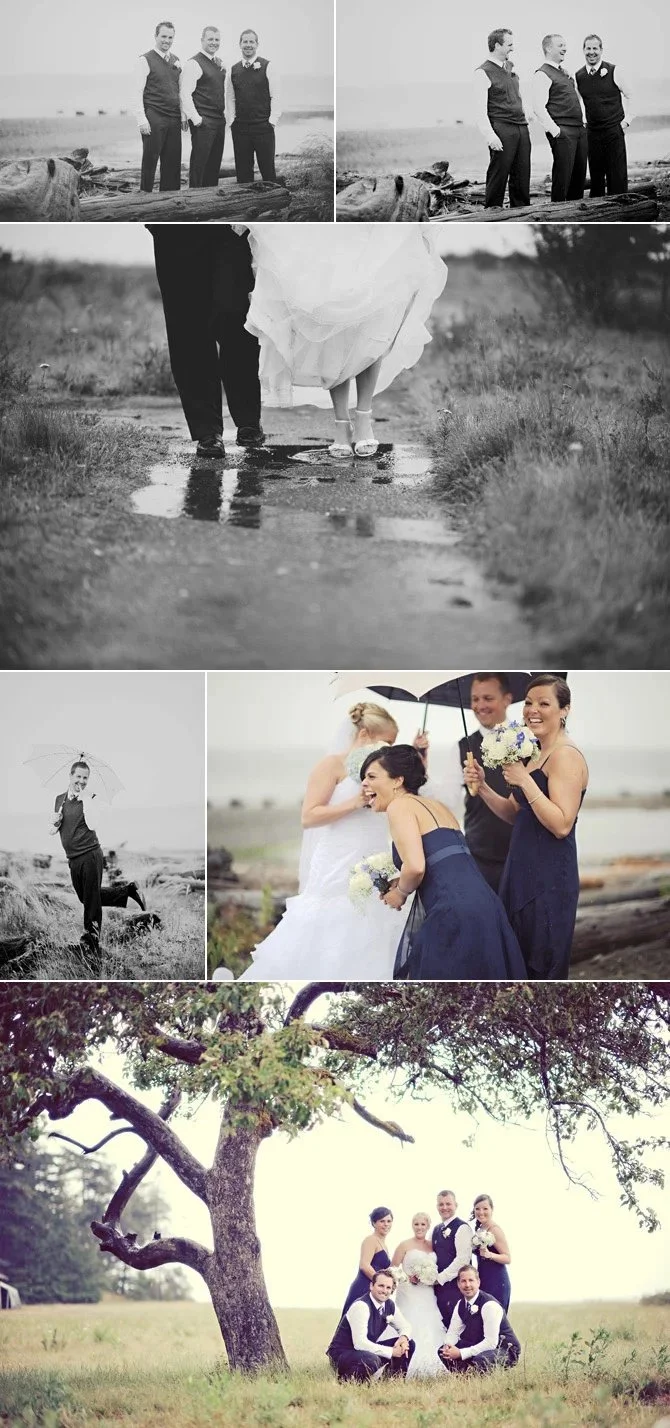 rainy wedding party
