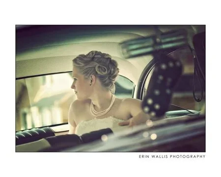 bride in car bride in car, dice in mirror