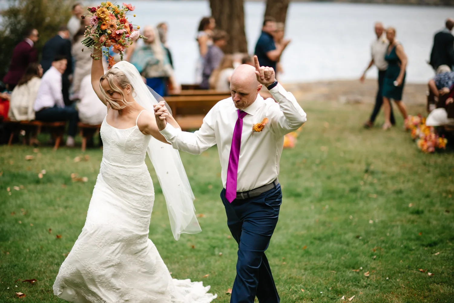 Hailey and Kyle celebrating on the lawn