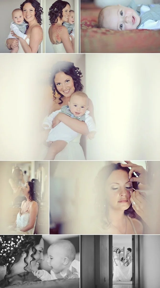 Bride with baby
