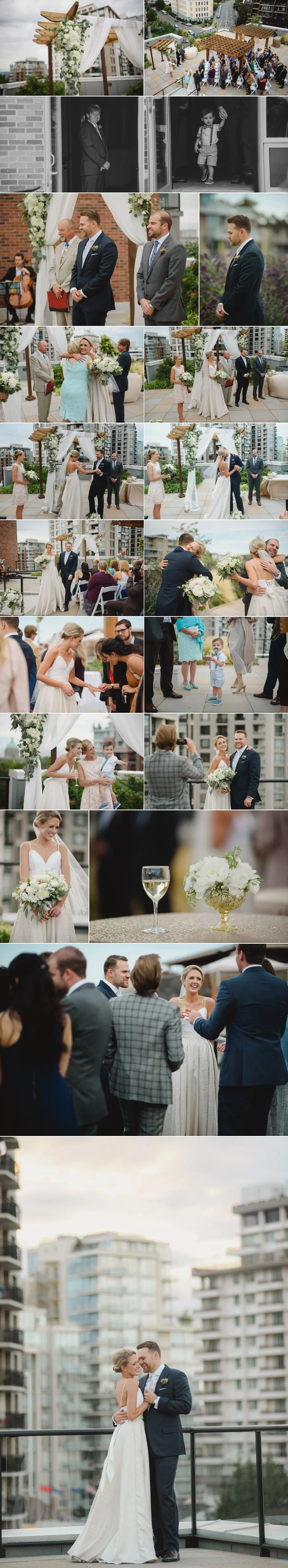 parkside wedding, victoria bc, rooftop wedding ceremony, city wedding, city chic wedding, erin wallis photography