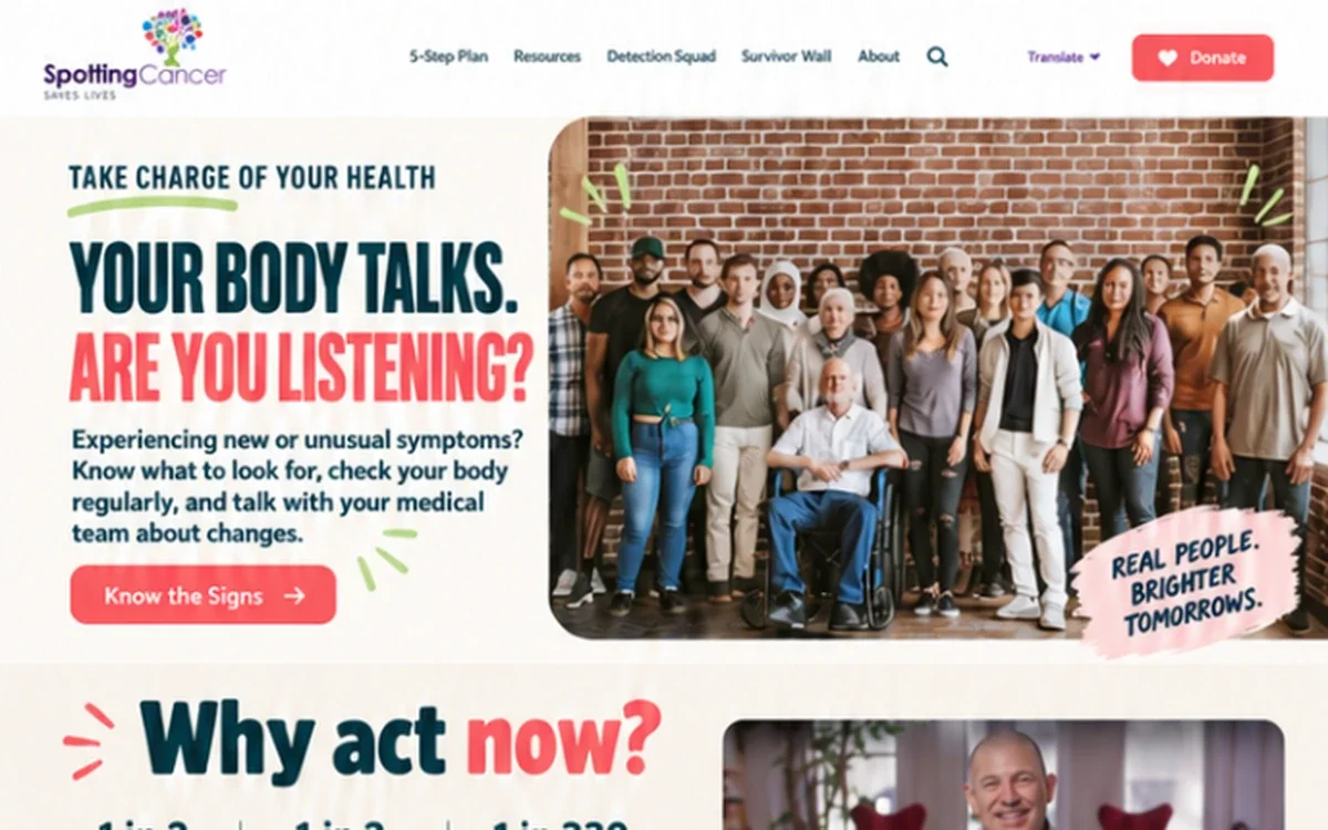 Spotting Cancer website design