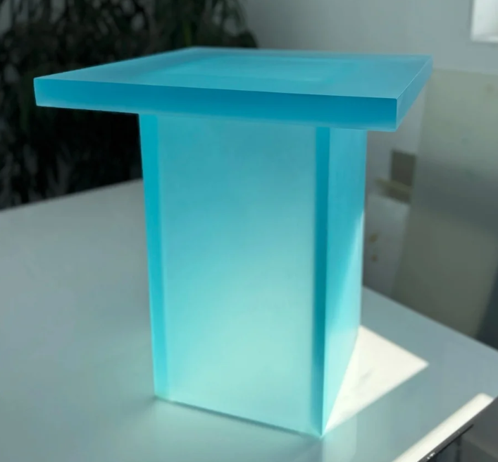 Turquoise solid cast resin side table