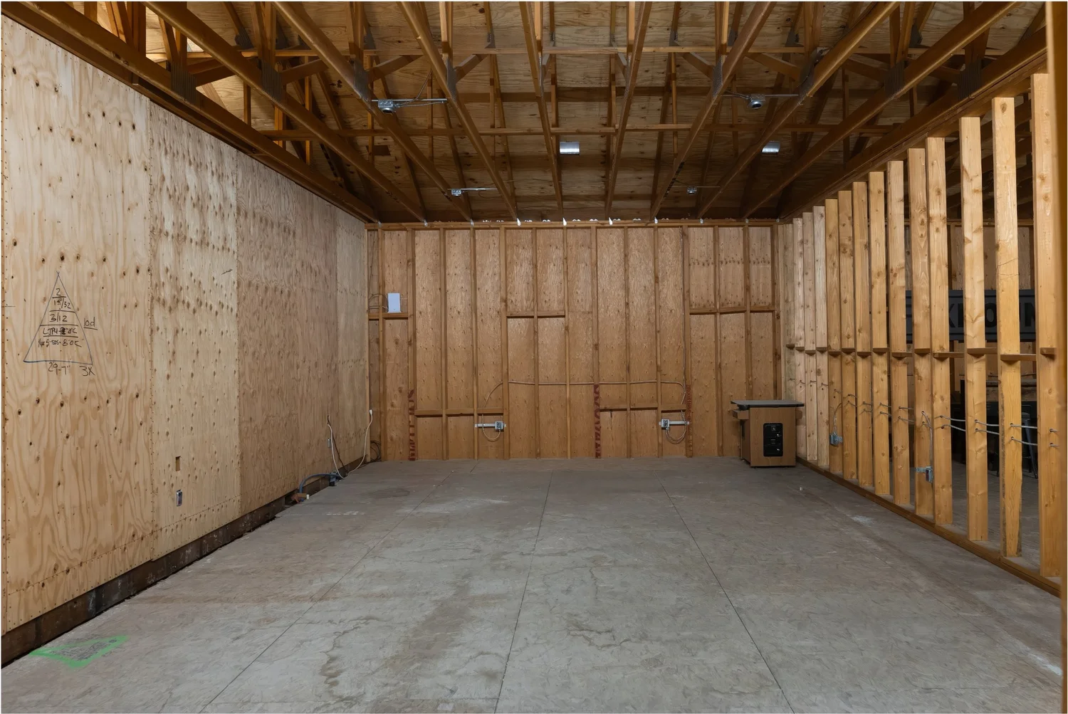 One of the framed-out rooms inside
