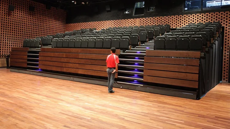 Telescoping seating partly pulled out
