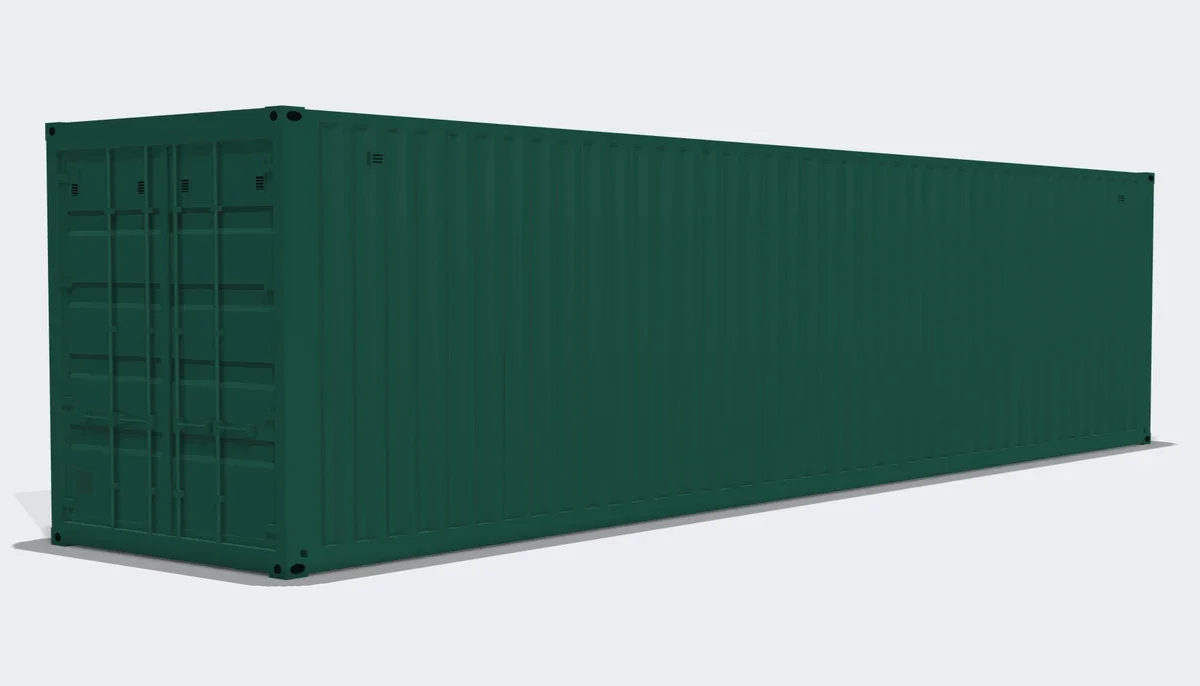 40-foot high cube container painted moss green