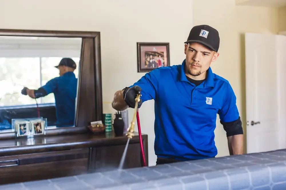 Bed Bugs Arizona treating a bed frame by hand