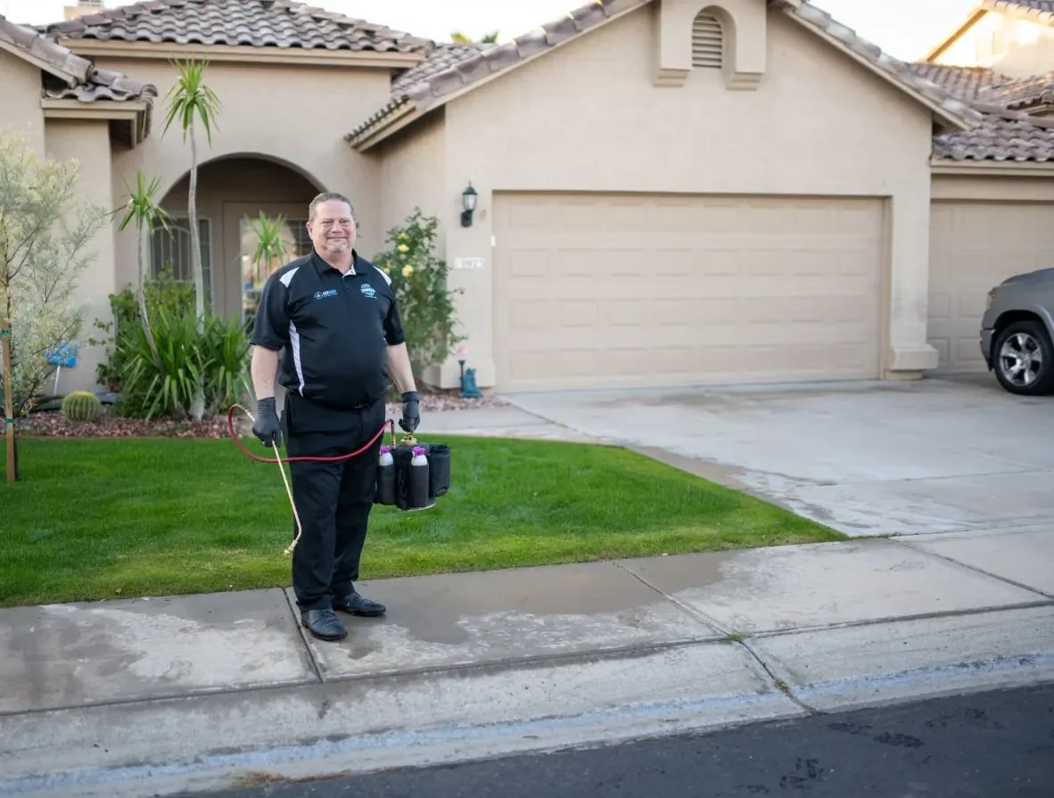 John Taylor, owner of Bed Bugs Arizona, outside a customer's home