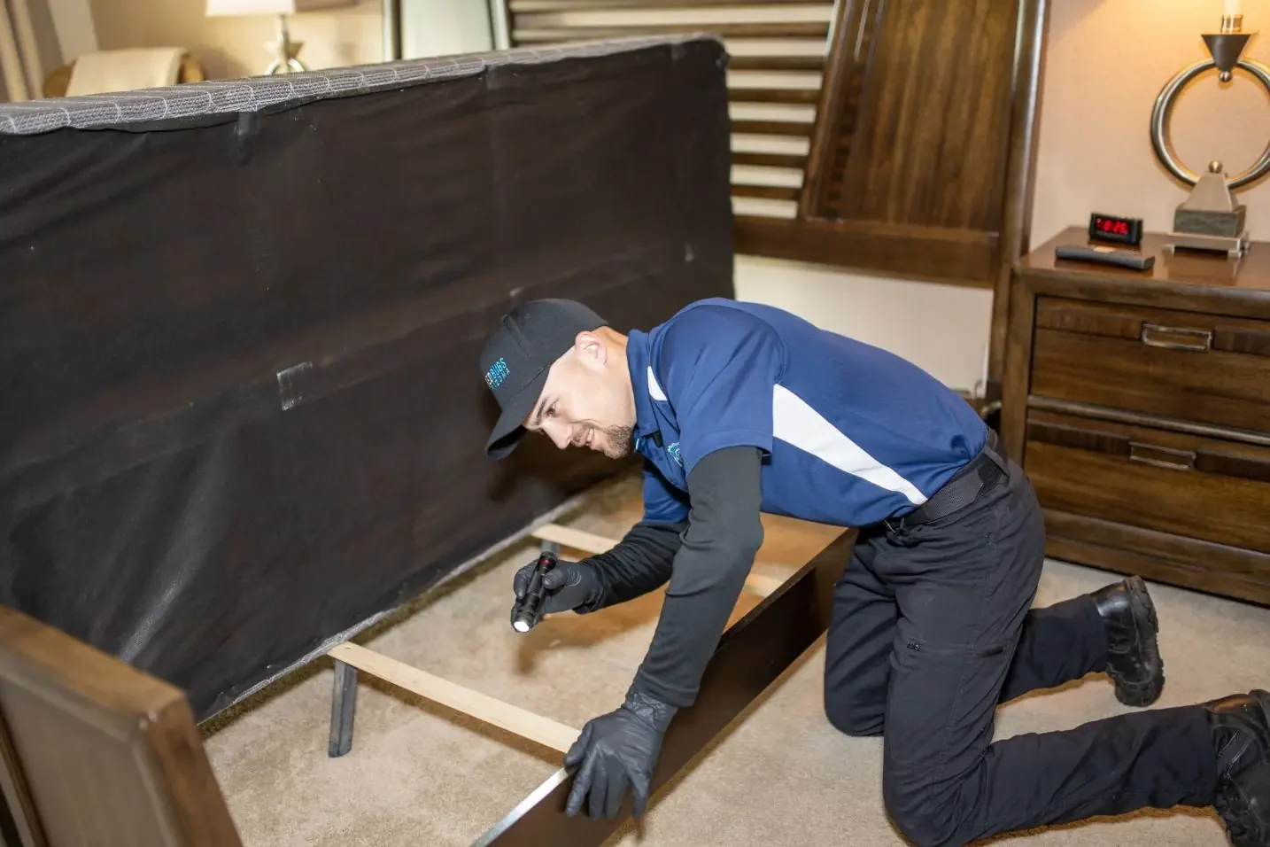 Bed Bugs Arizona treating a bed frame by hand, Where Bed Bugs Hide: From the Mattress to the Picture Frames