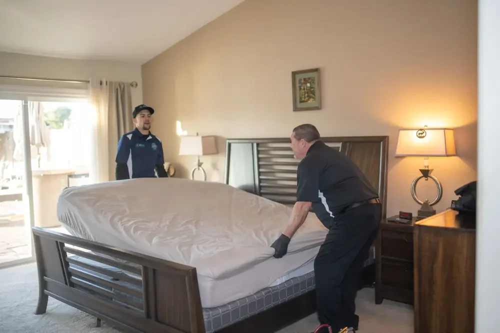 Bed Bugs Arizona treating a bed frame by hand (Where Bed Bugs Hide: From the Mattress to the Picture Frames)