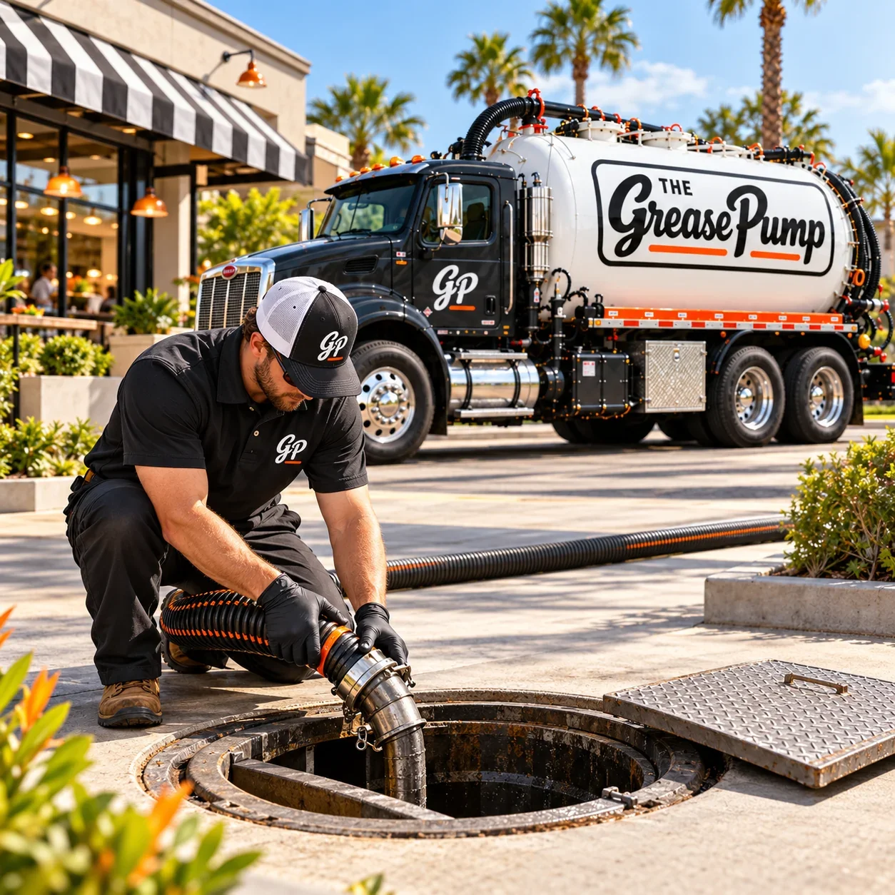Grease trap pumping service equipment