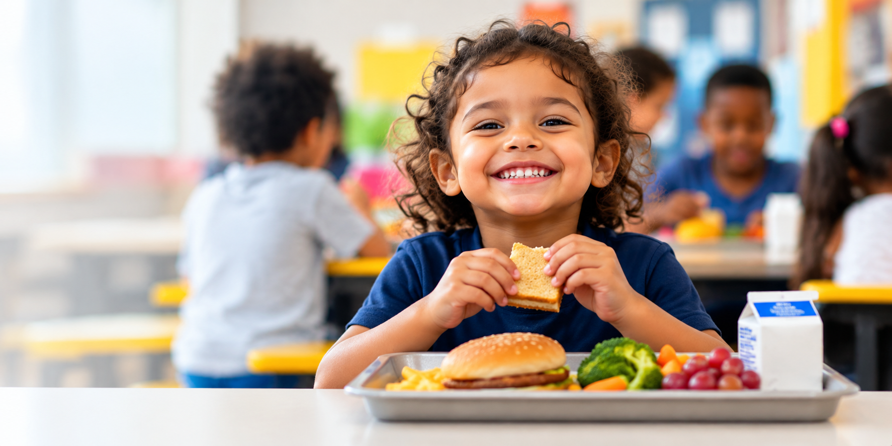 Children enjoying a school meal